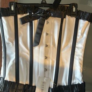 Steel boned white and black corset